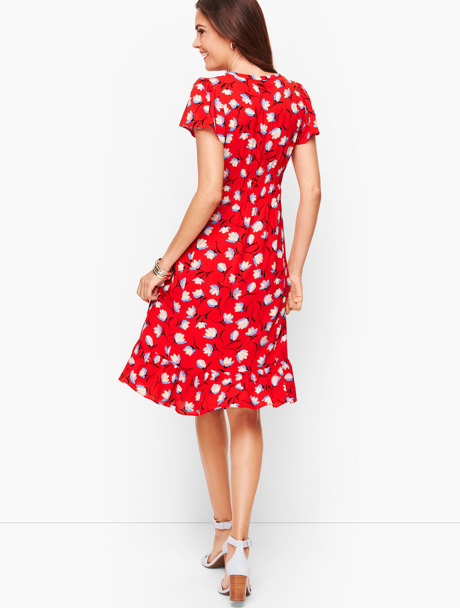 Flounce Hem Dress - Floral