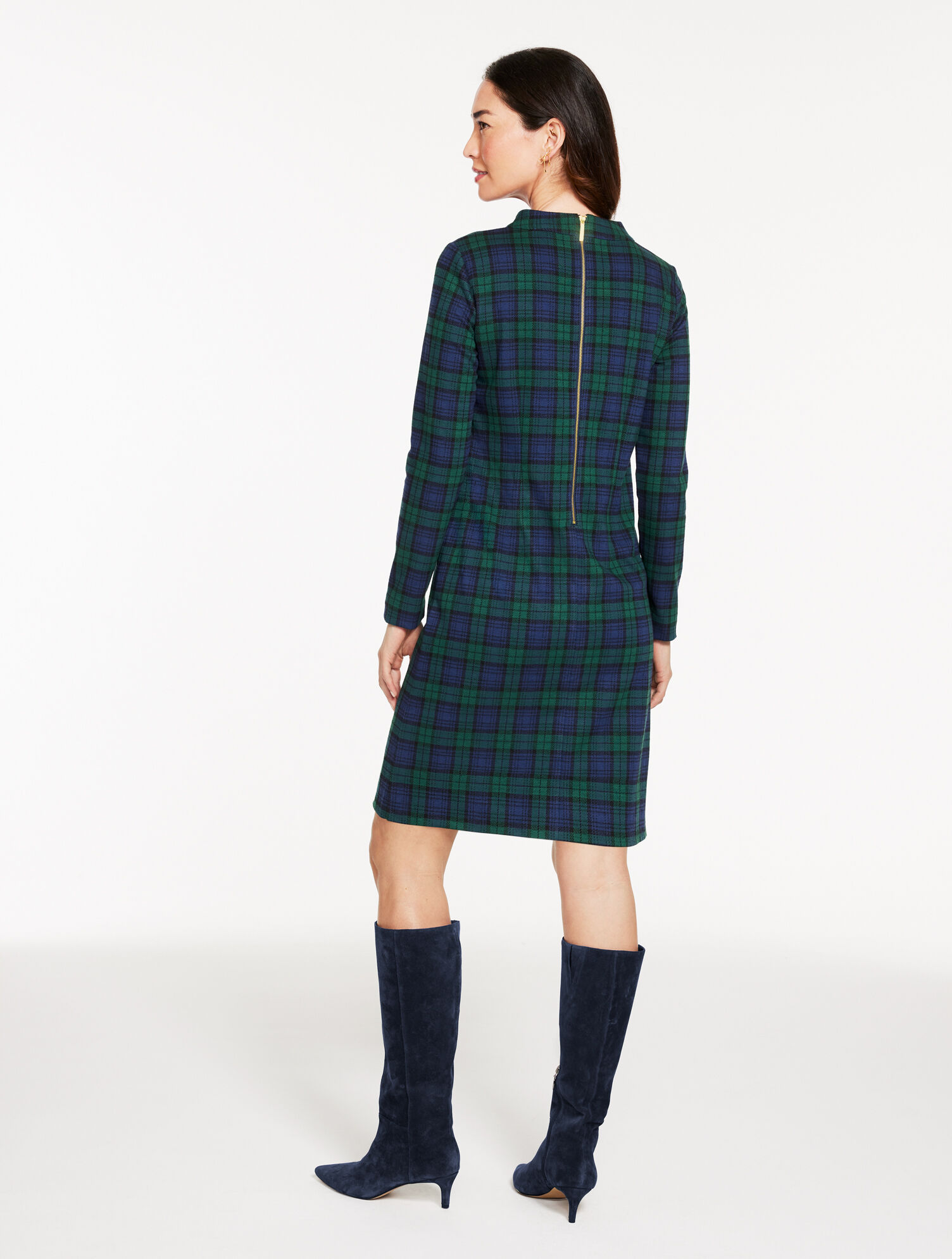 Mockneck Shift Dress - Bedford Black Watch