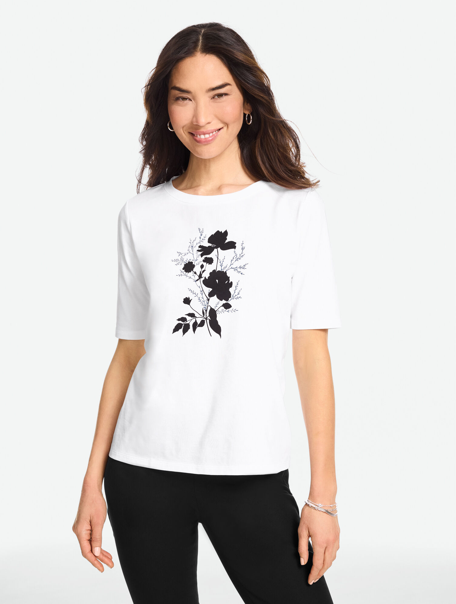 Elbow Sleeve Crewneck Tee - Shadow Botanical