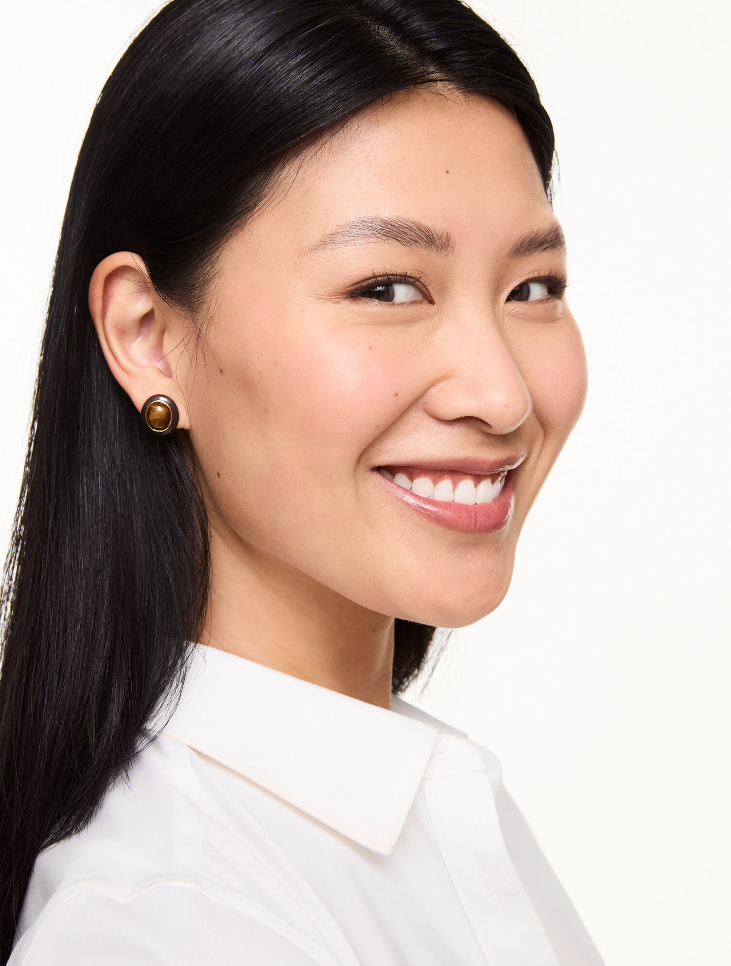 Delicate Tiger&rsquo;s Eye Stud Earrings