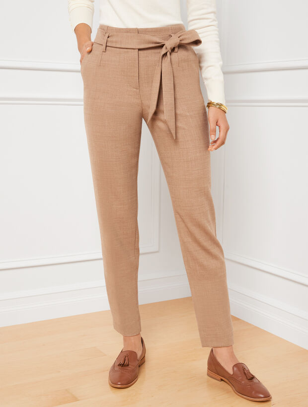 Tie Waist Slim Ankle Pants
