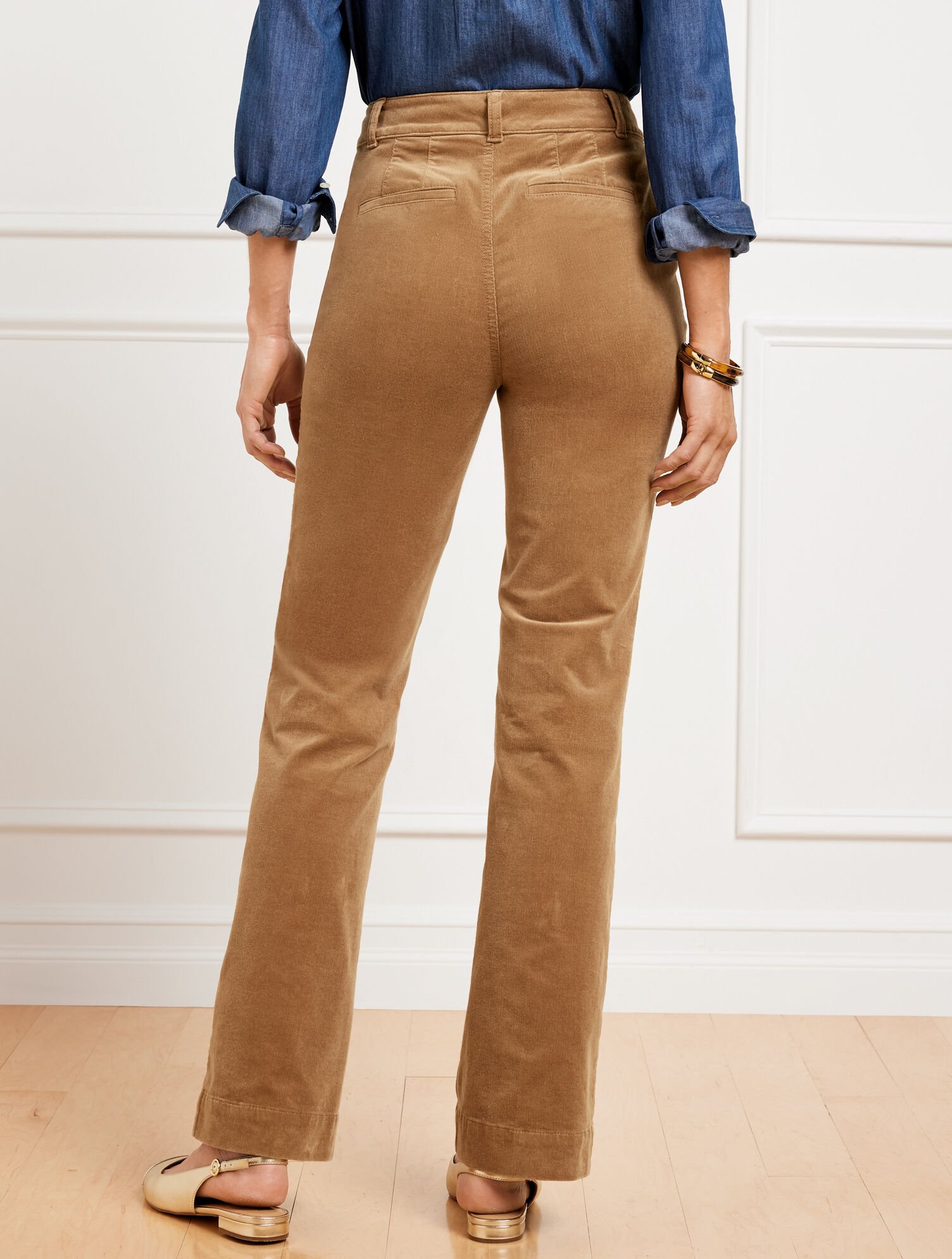 Women's Corduroy Pants - Baggy Wide Leg High Waisted Dress Pants For Business Comfort