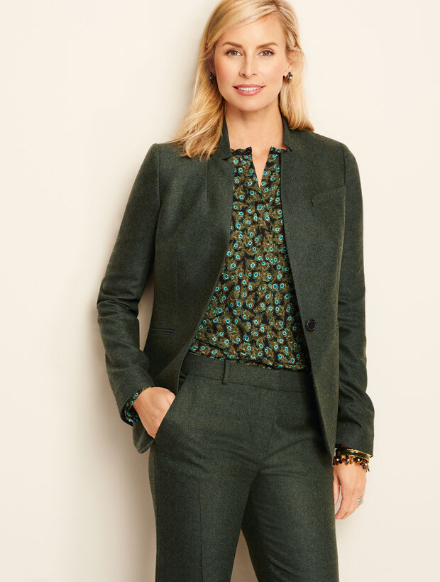 Luxe Wool Cashmere Flannel Single-Button Blazer