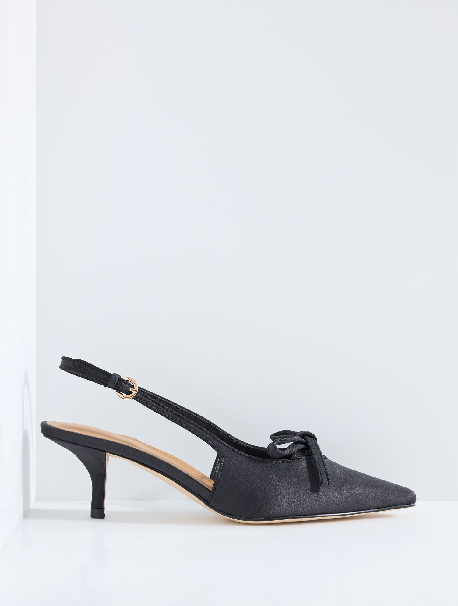 Maren Satin Slingback Kitten Heel Pumps - thumbnail 3