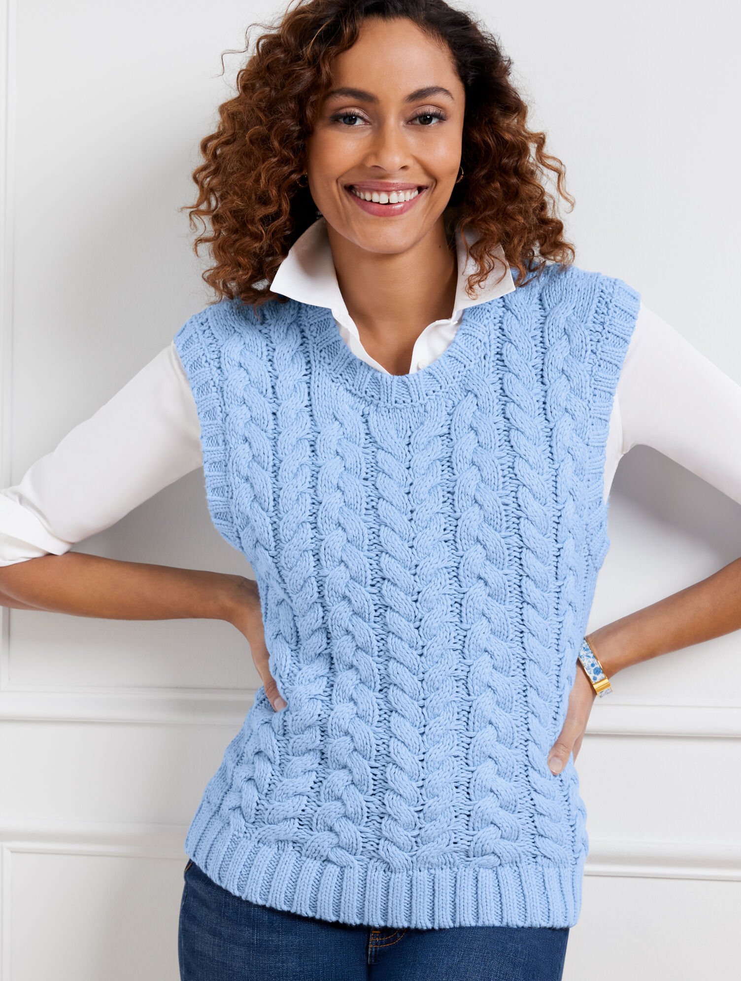 Knit Sweater Vest Blue V Neck Vest Holly Navy V-Neck Longline