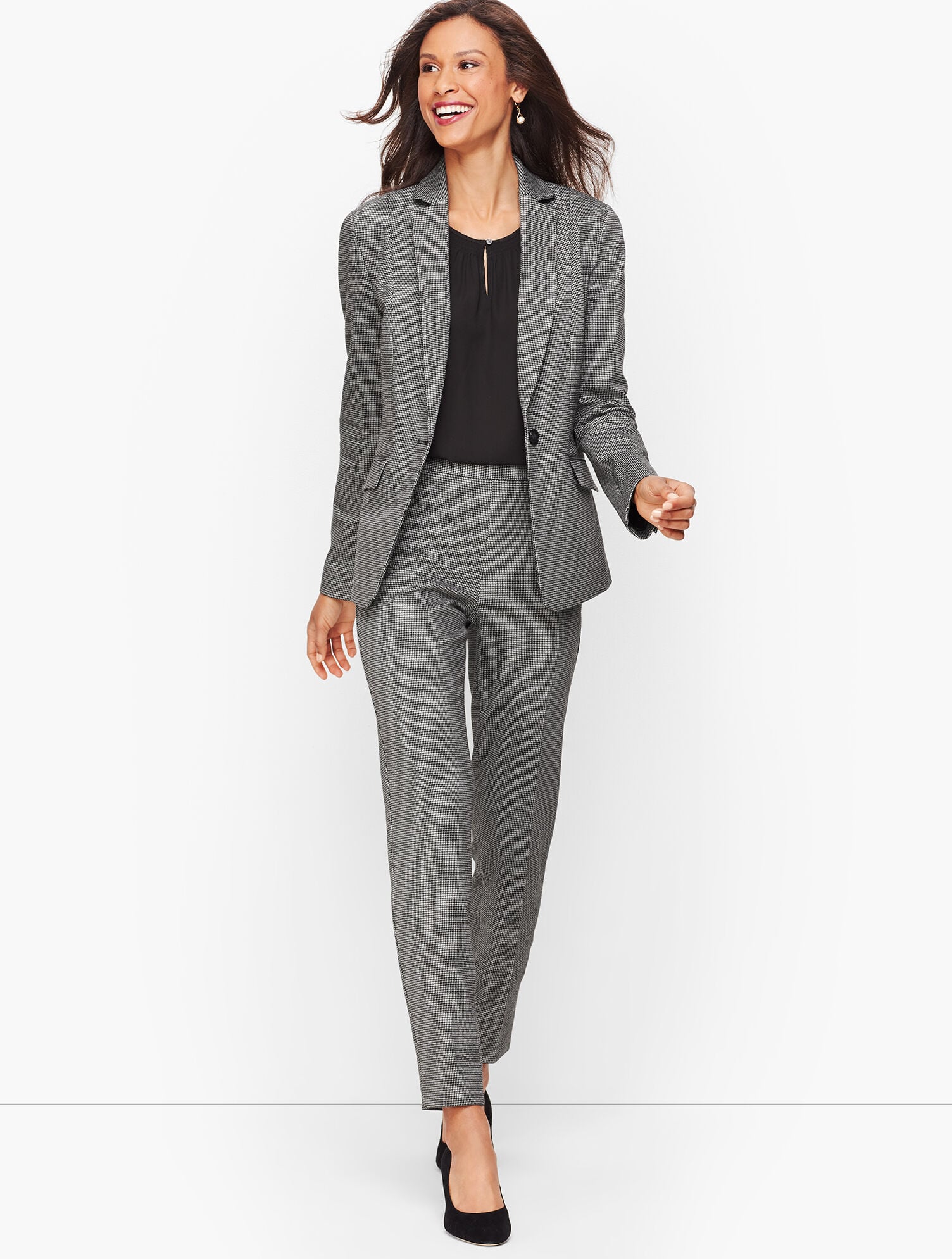 Luxe Knit Slim Ankle Pants - Houndstooth