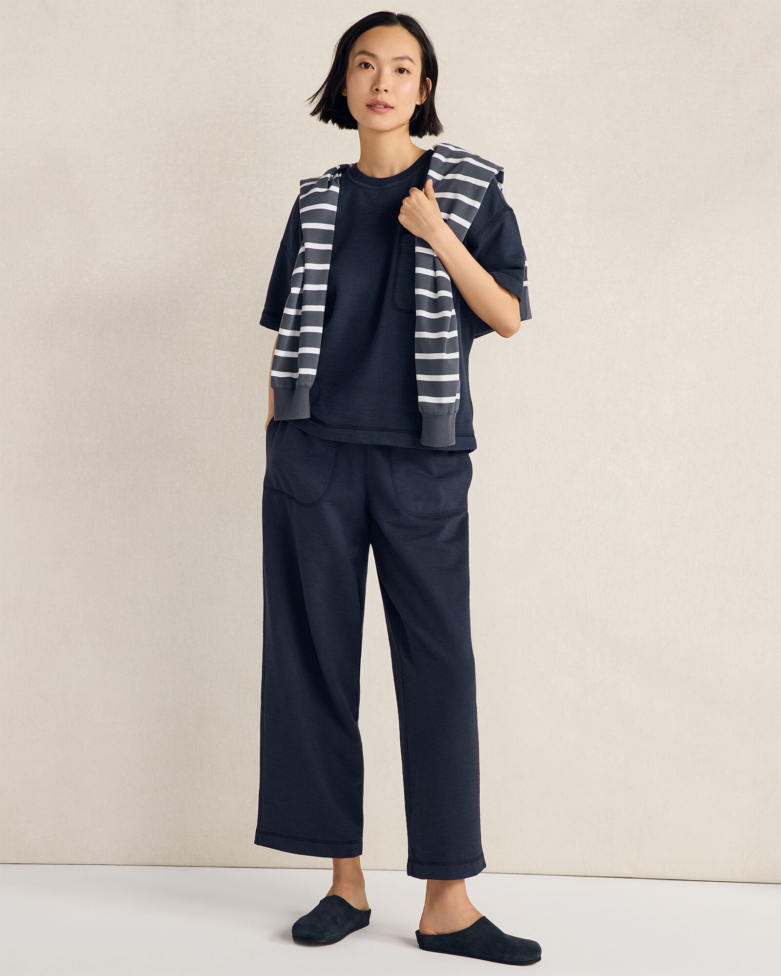 Garment-Dyed Organic Cotton Slub Terry Pants