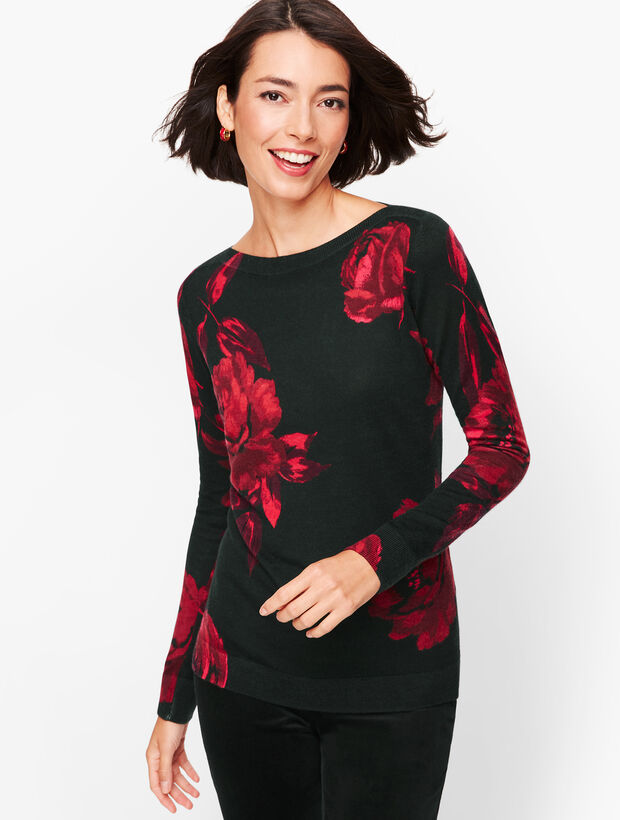 Painterly Floral Merino Sweater 