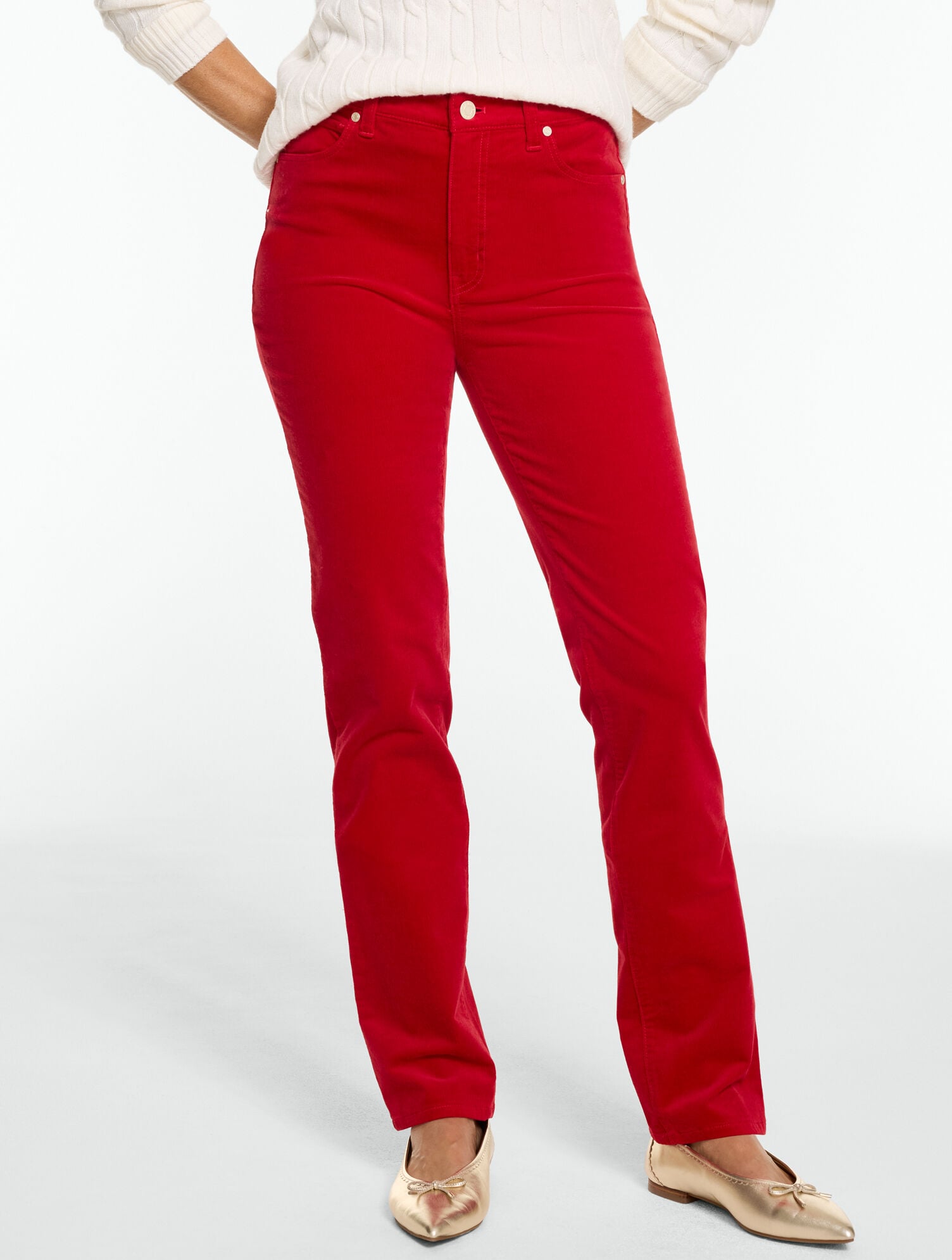 Stretch Corduroy Straight Leg Pants
