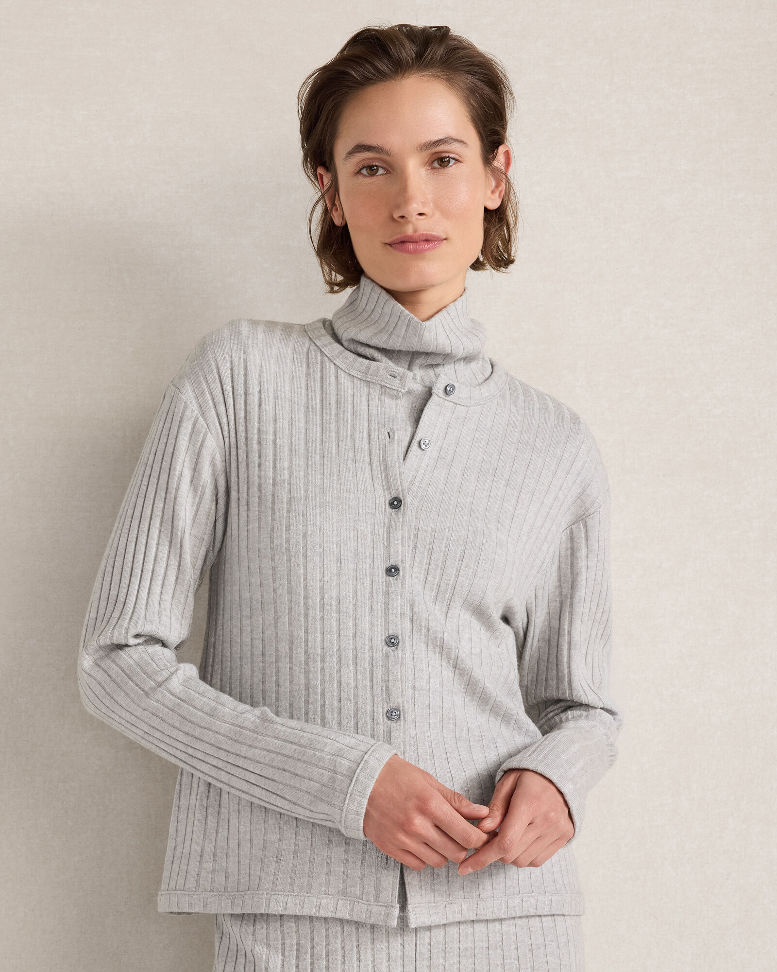 Wide Rib Long Sleeve Cardigan