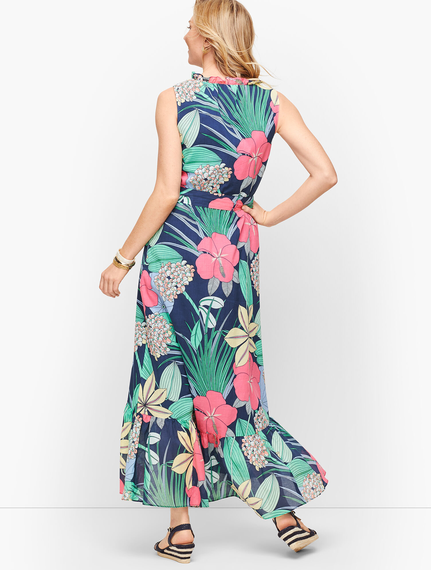 Voile Hibiscus Maxi Dress