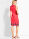 Embroidered Pleat-Neck Shift Dress
