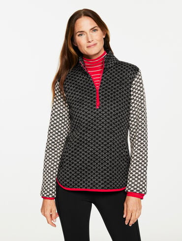 Fleeceback Half-Zip Pullover - Bicolor Bird's-Eye
