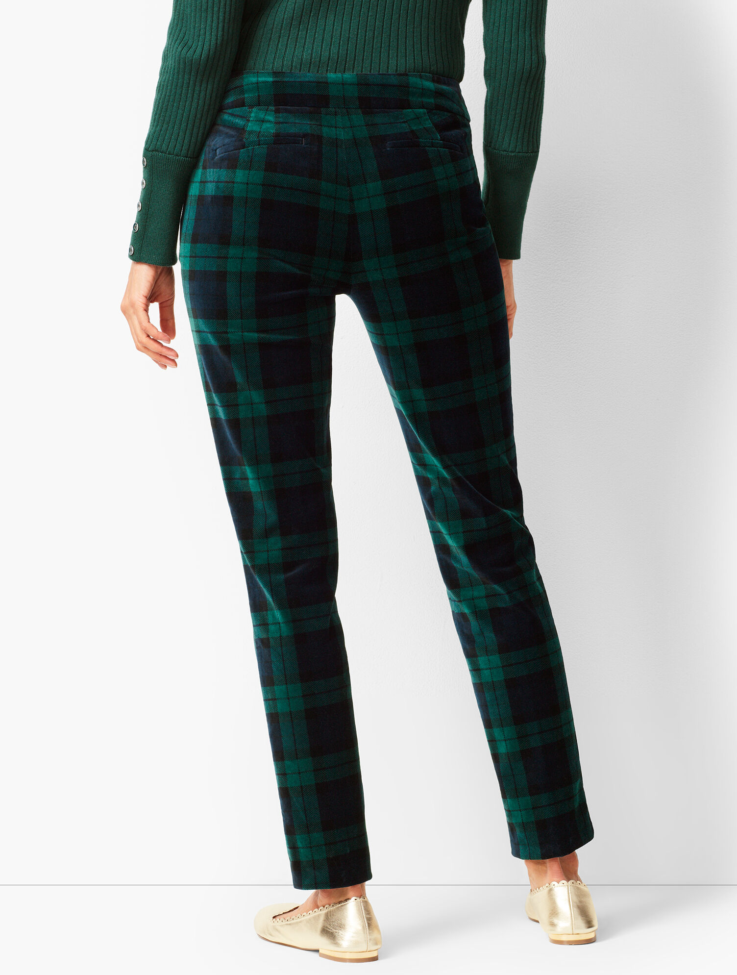 Velveteen Talbots Chatham Ankle Pants - Black Watch Plaid