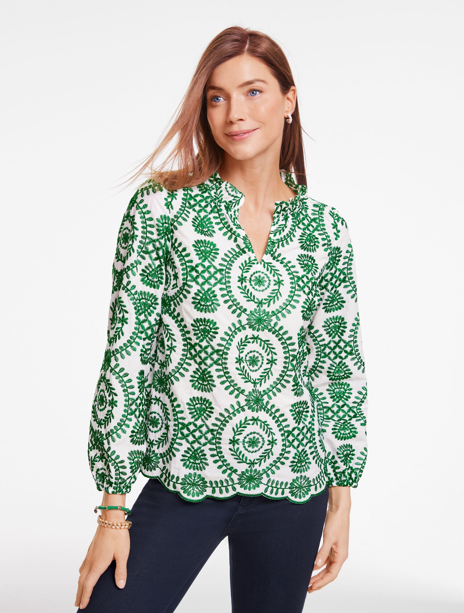 Floret Medallion Embroidered Top