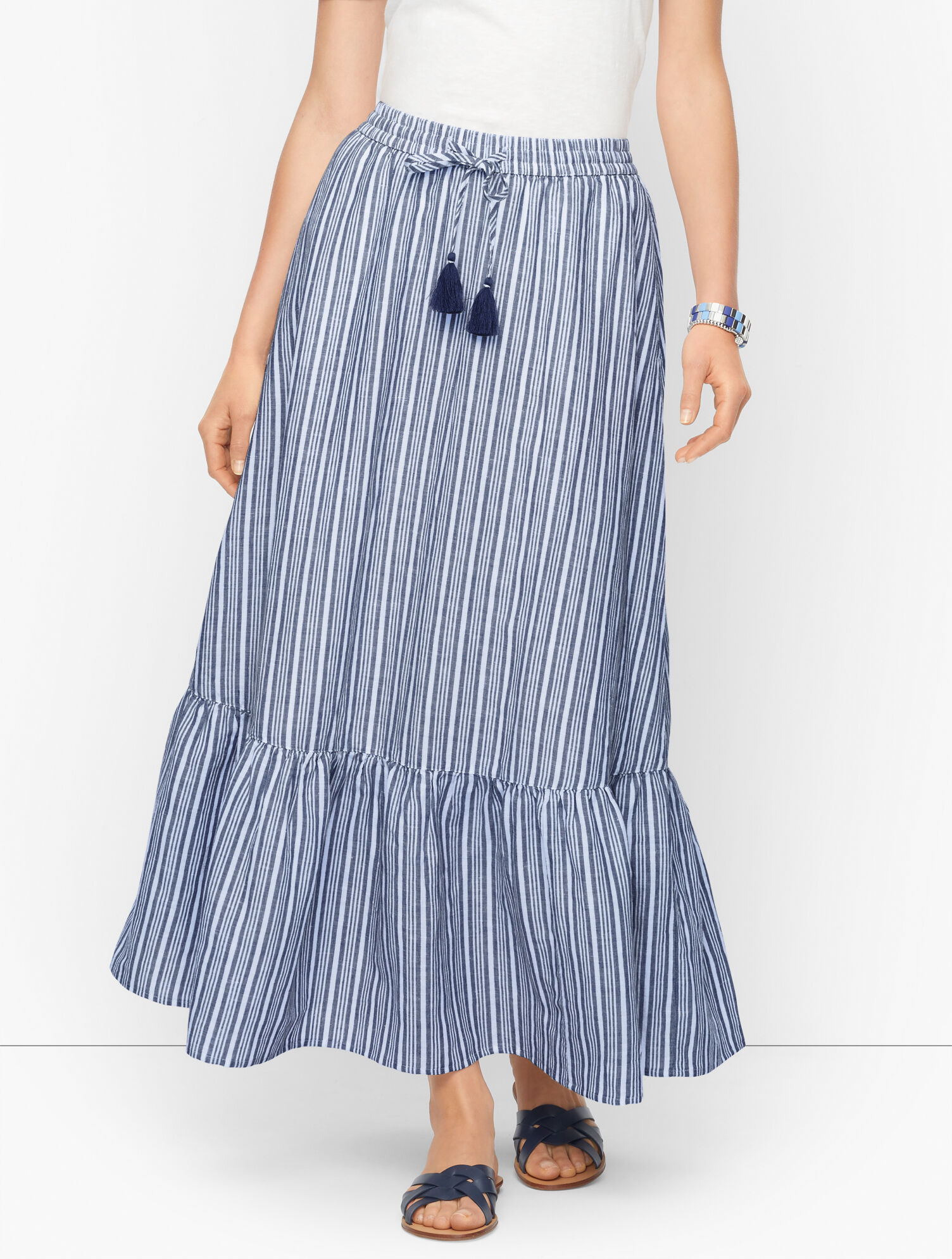 Stripe Linen Maxi Skirt