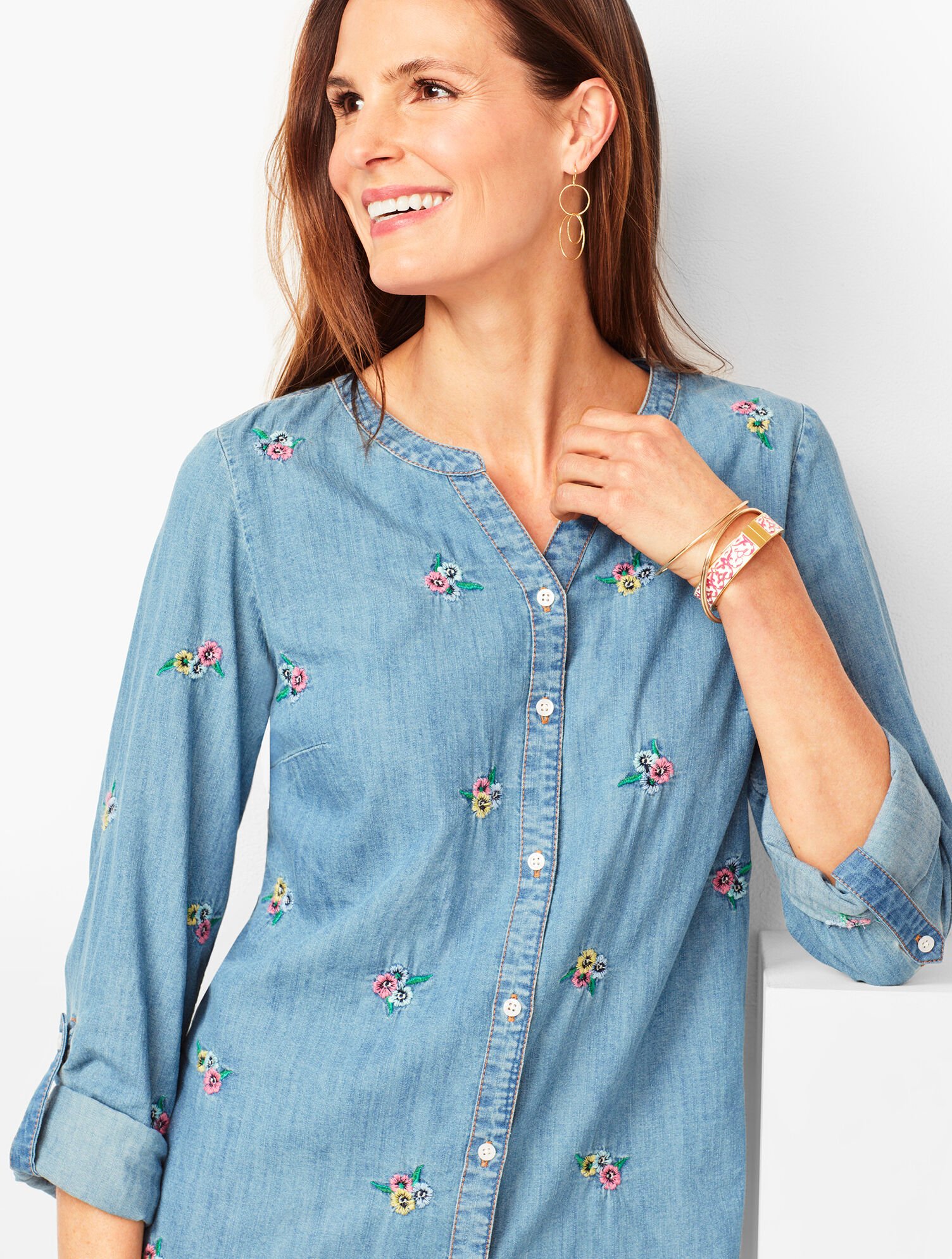 Embroidered Denim Shirt Talbots