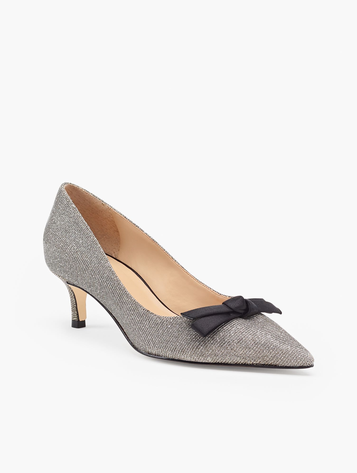 Erica Bow Detail Kitten Heel Pumps - Metallic