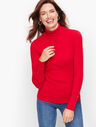Button Cuff Ribbed Turtleneck Sweater