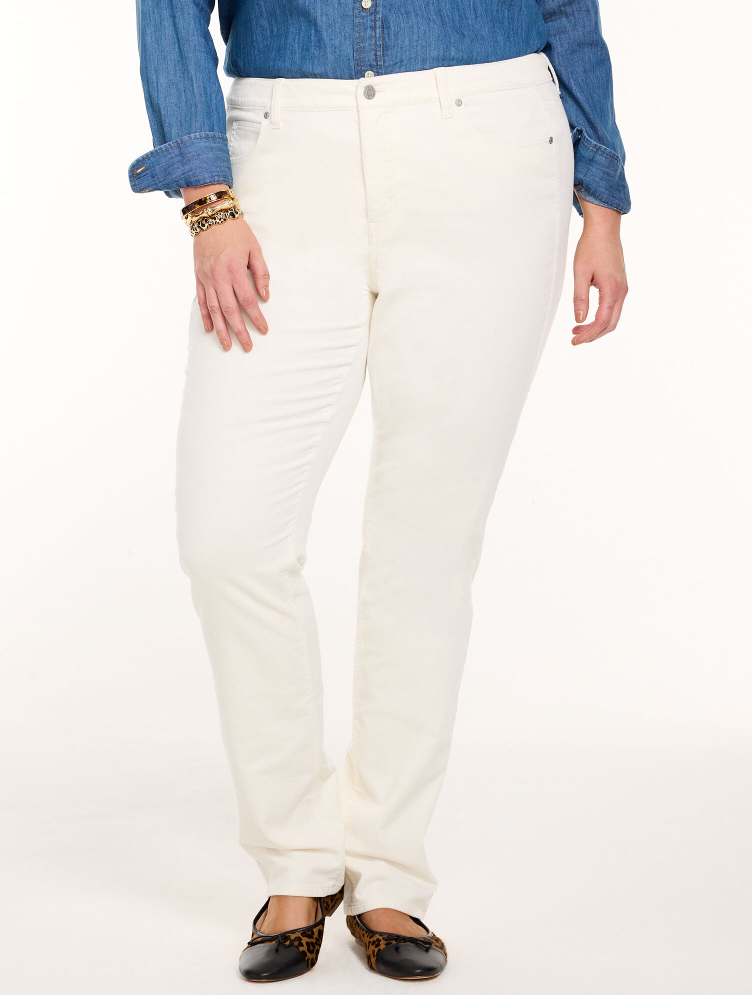 Stretch Corduroy Straight Leg Pants - Curvy Fit