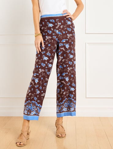Wide Crop Pull-On Pants - Splendid Swirls