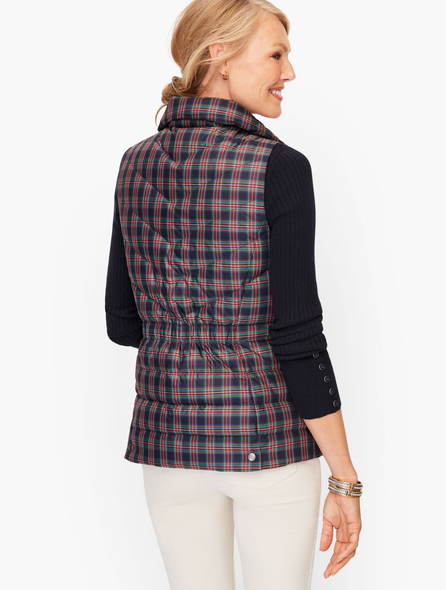 Down Puffer Vest - Holiday Plaid
