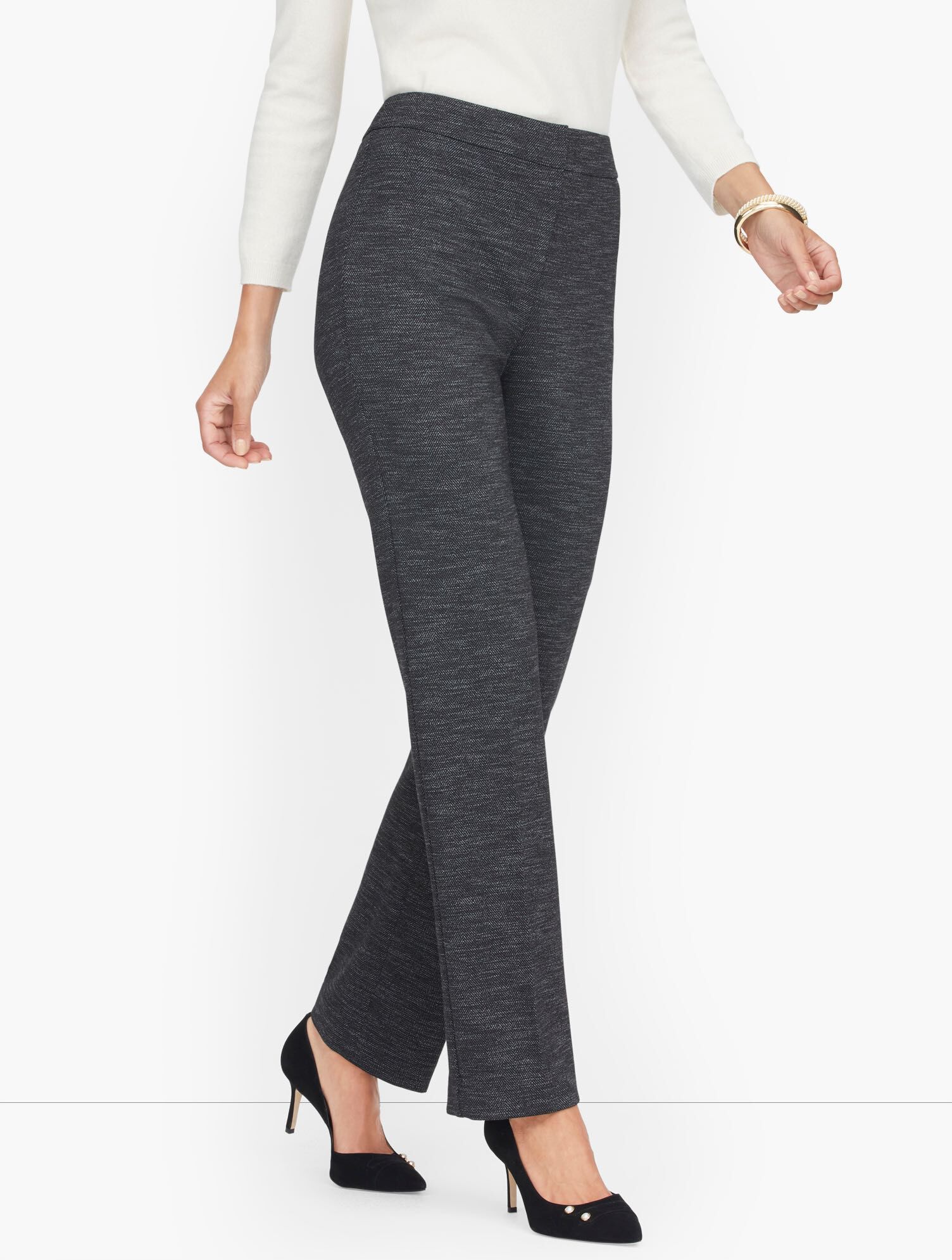 Italian Luxe Knit Herringbone Straight Leg Pants