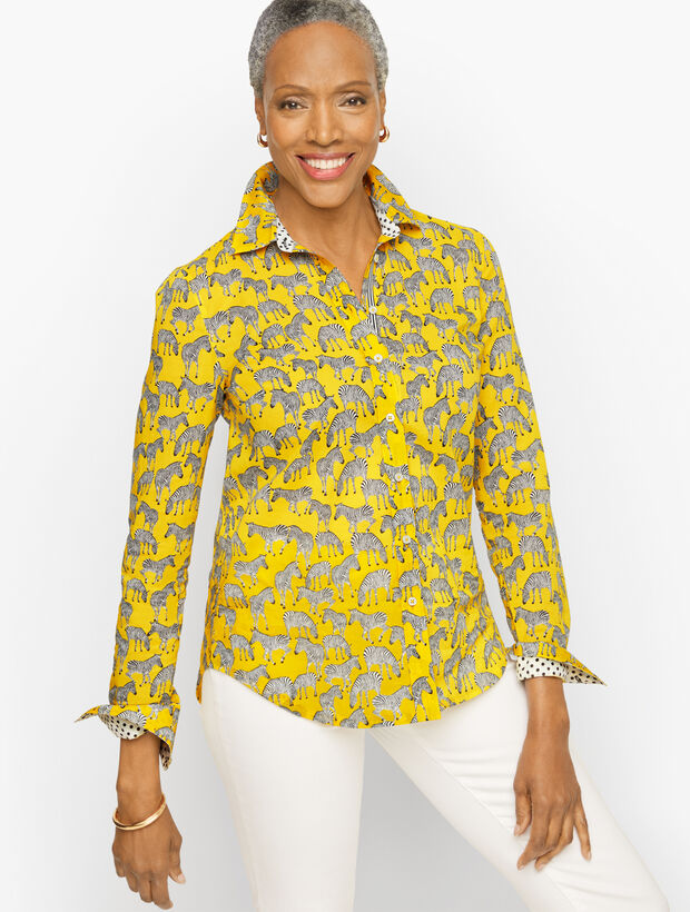 Cotton Button Front Shirt - Grazing Zebra