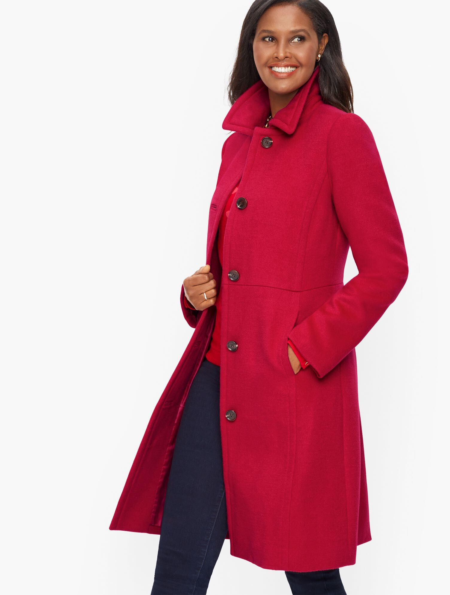 Talbots Womens Petite Jacket Coat Blazer Wine Red Textured One