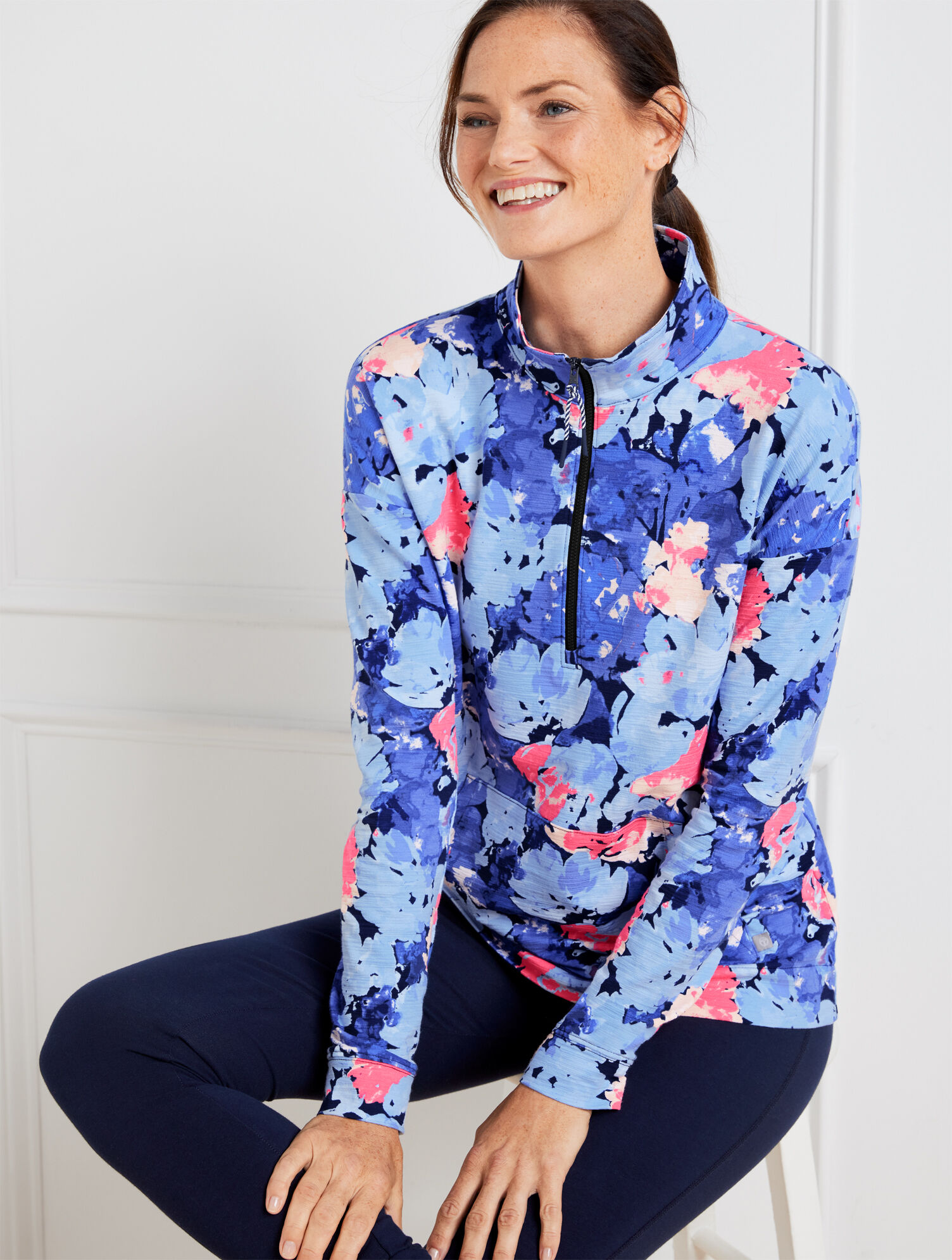 Cozy Crush Half-Zip Pullover - Painted Floral | Talbots