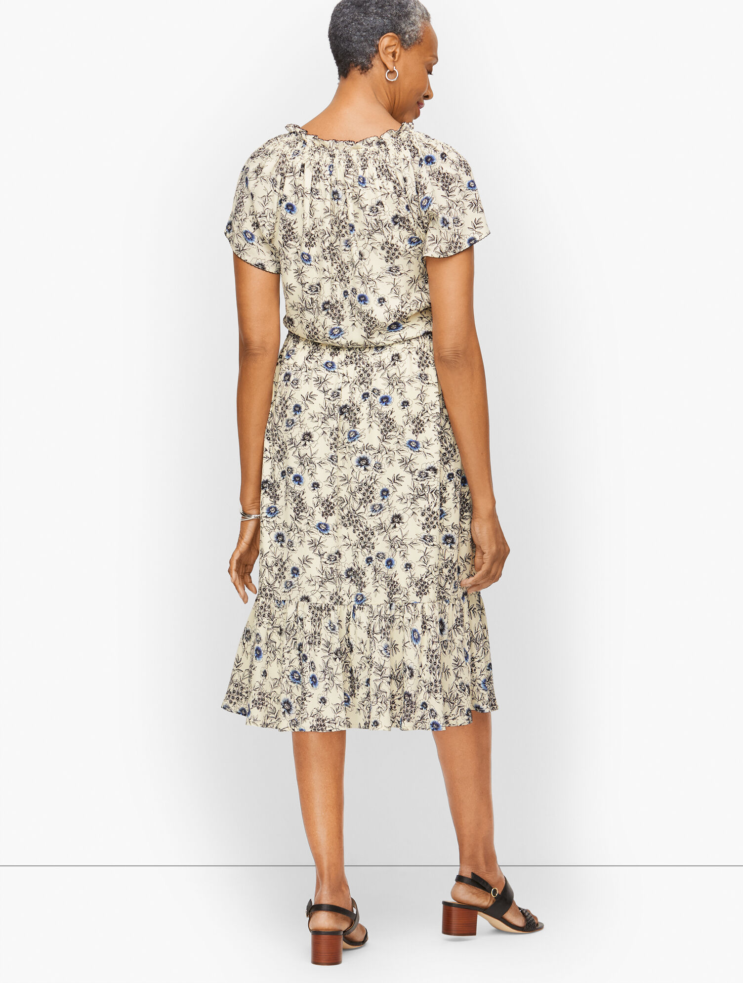 Smocked Fit &amp; Flare Dress - Intricate Floral