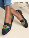 Ryan Loafers Embroidered Black Watch Plaid Joy Wreath