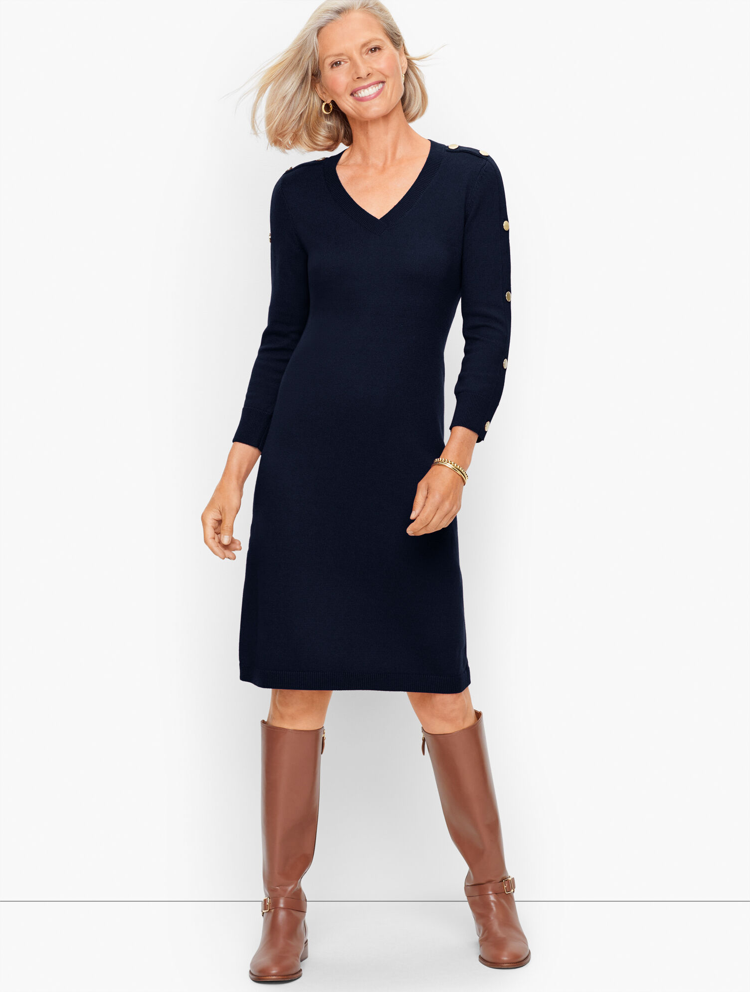 button detail sweater dress