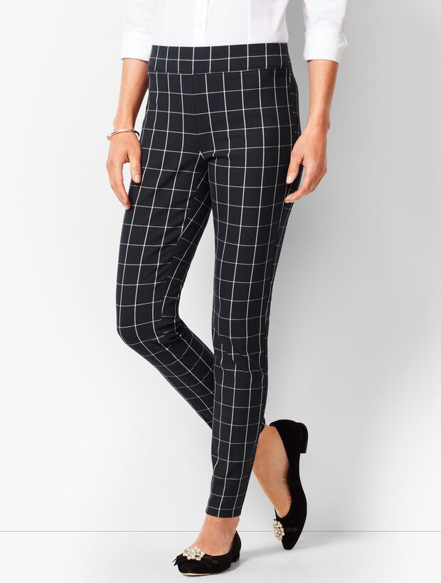 Bi-Stretch Pull-On Ankle Pants - Windowpane Plaid | Talbots