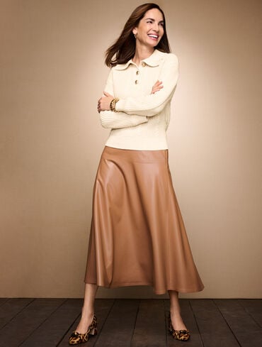 Faux Leather Fit & Flare Skirt