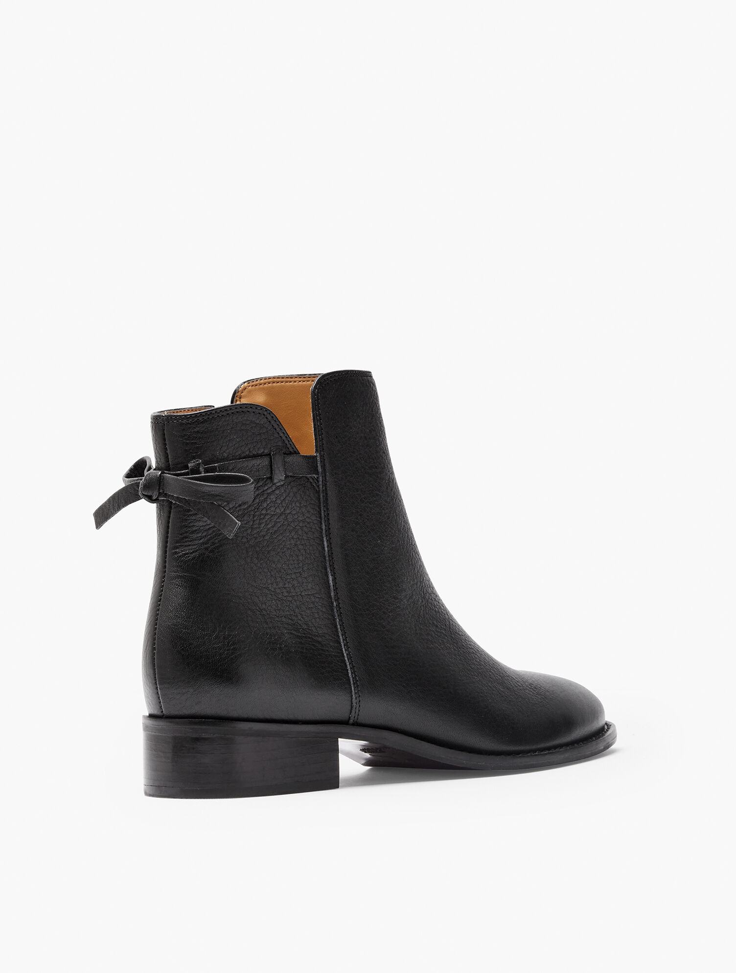 Tish Tie-Detail Ankle Boots - Pebbled Leather