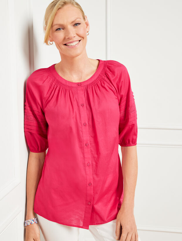 Pleated Sleeve Voile Popover