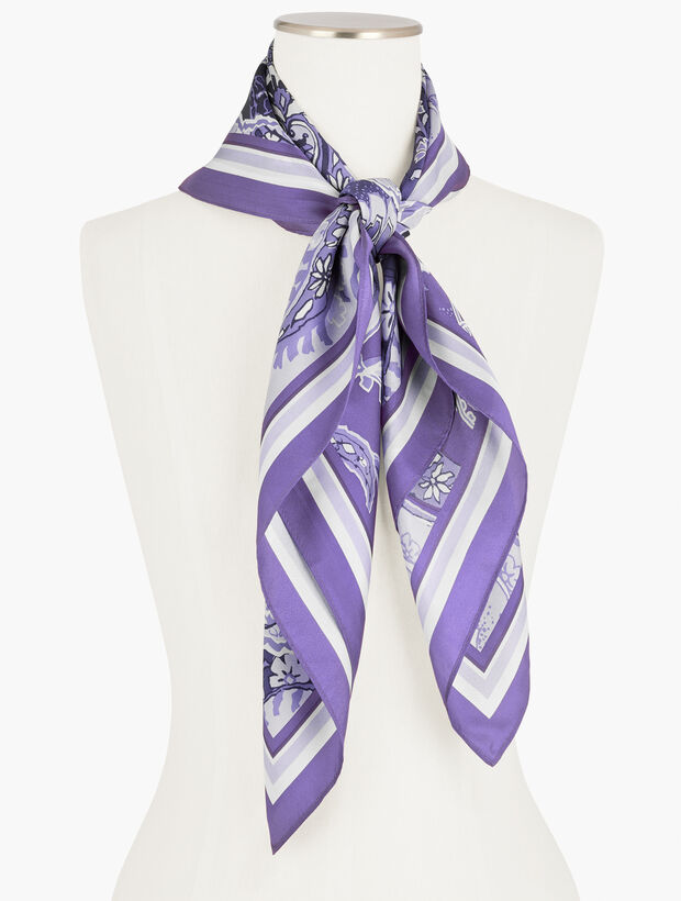 Colorblock Paisley Silk Square Scarf