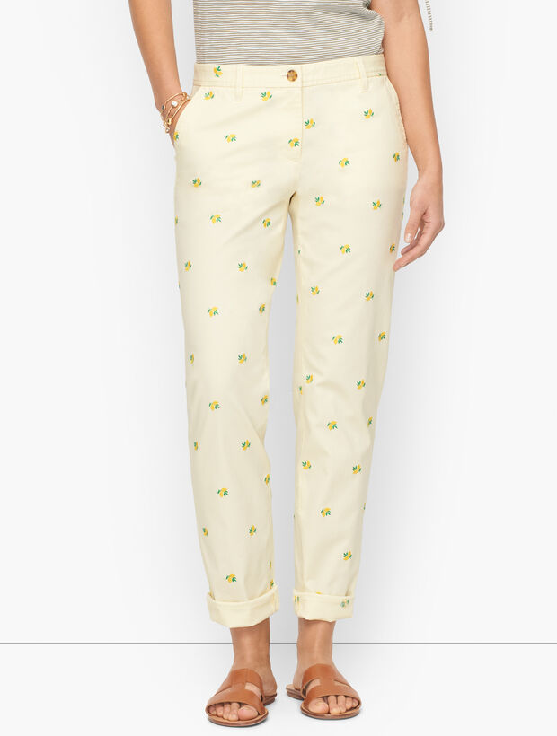 Relaxed Chinos - Lemon Embroidered