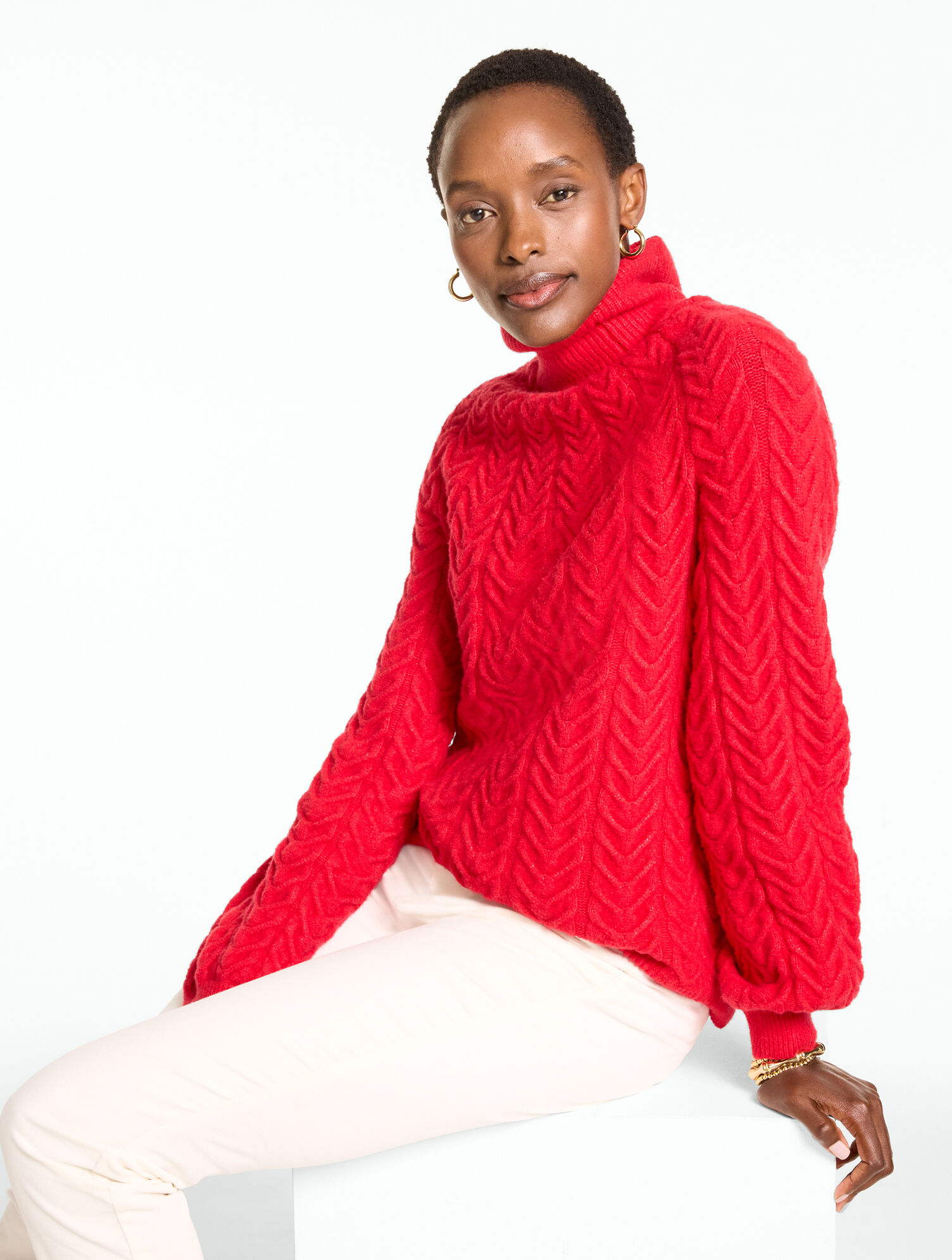 Cable Knit Mockneck Sweater