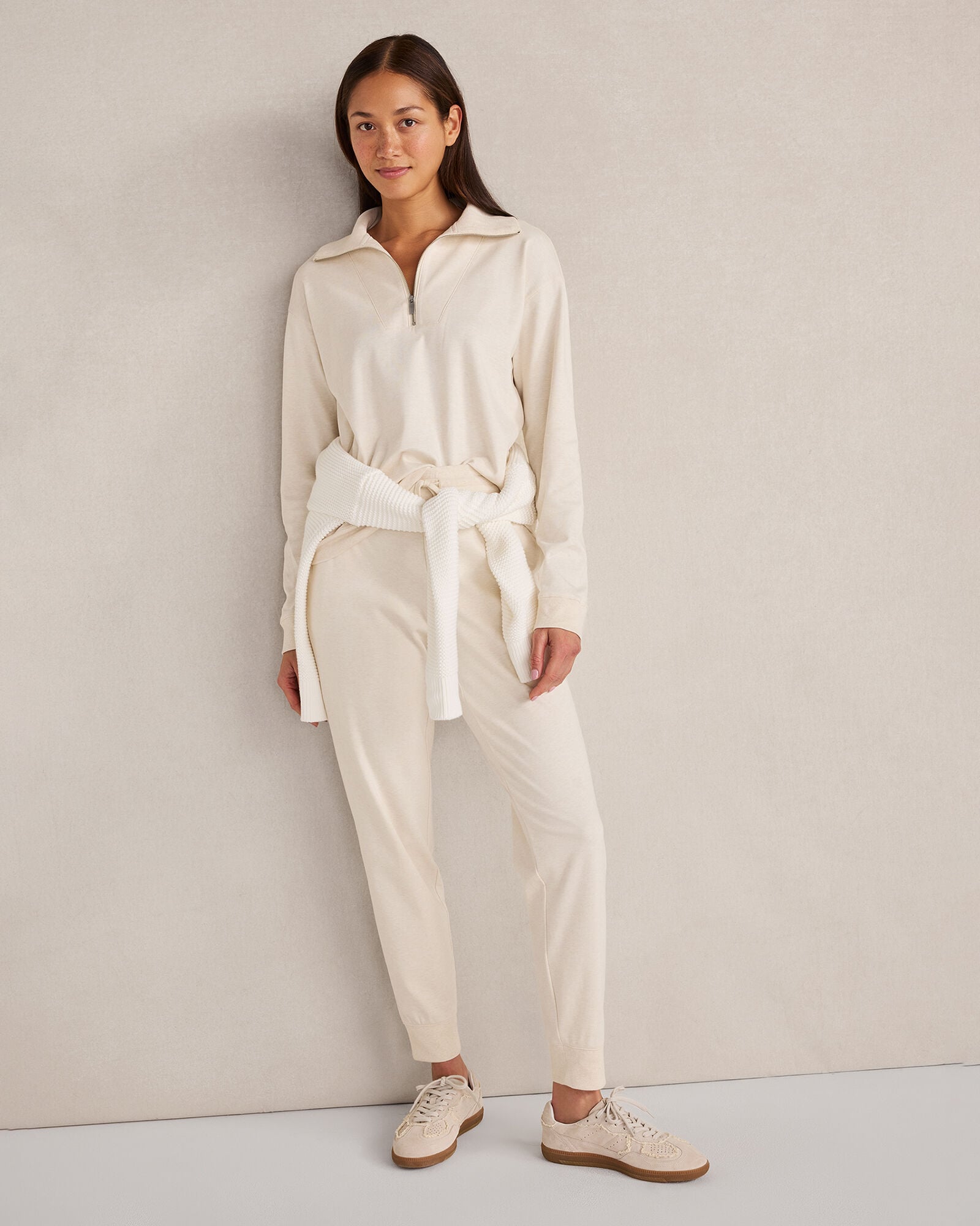 Botanical-Dyed Organic Cotton Interlock Half-Zip Top