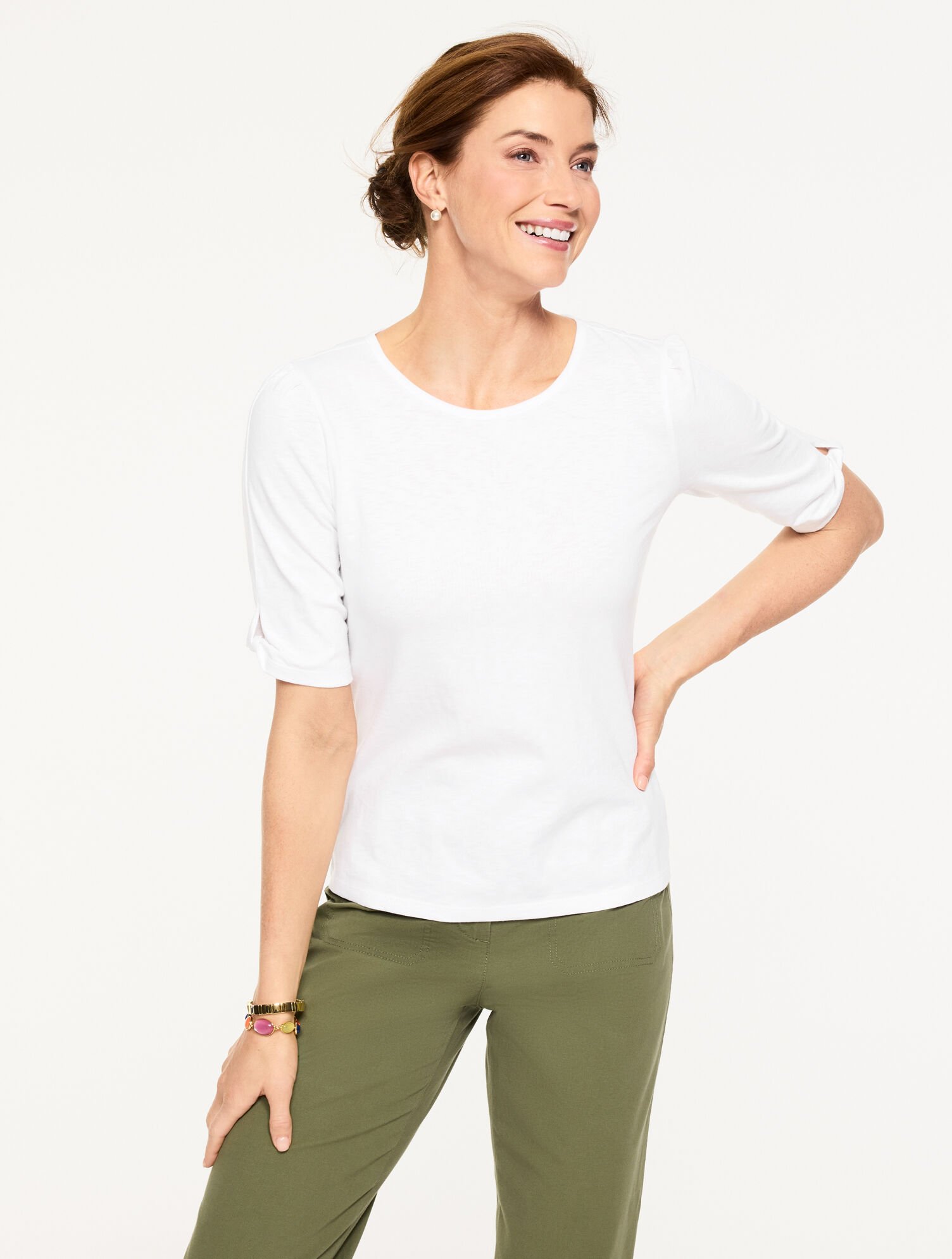 Elbow Sleeve Knot Top