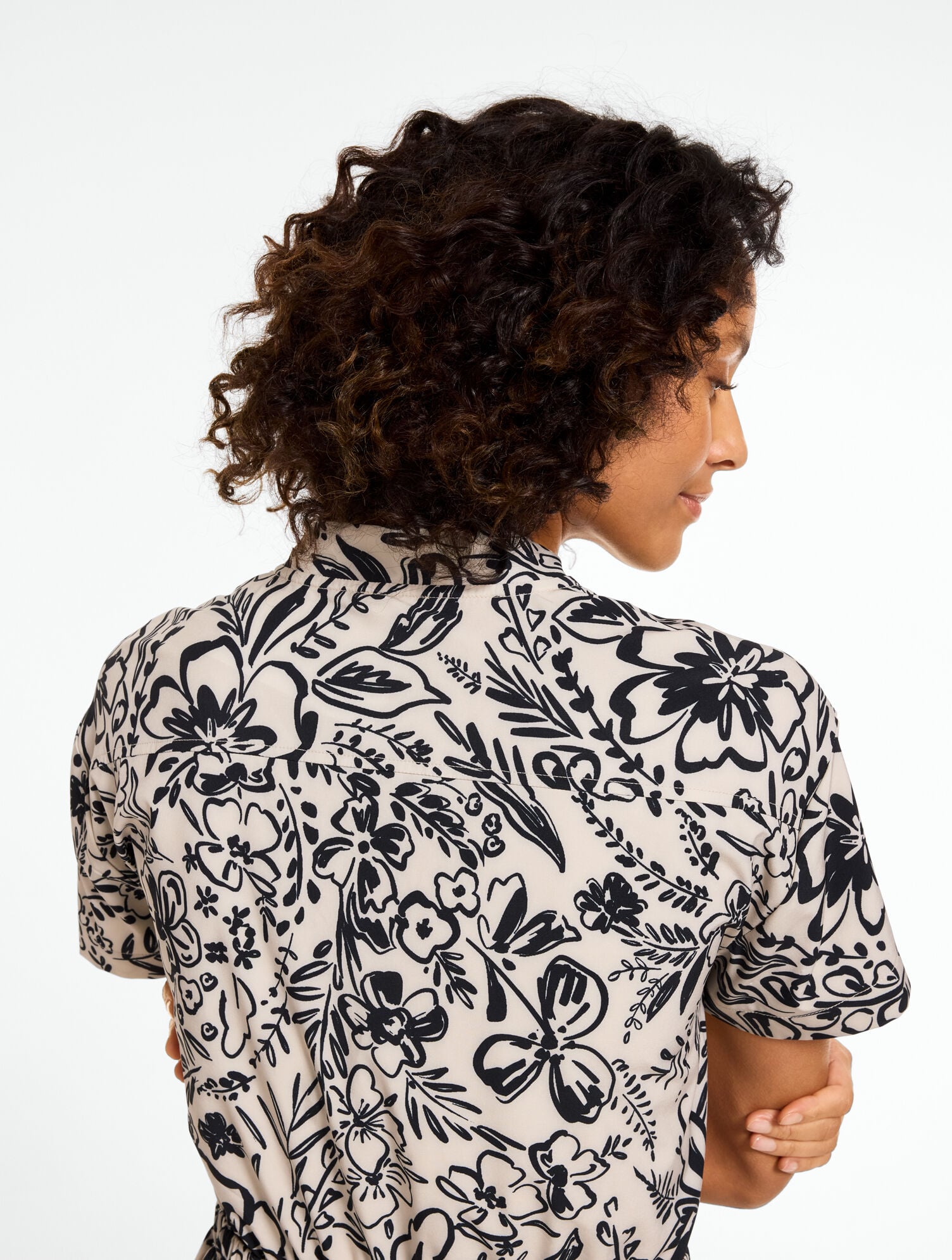 Lightweight Woven Stretch Half Zip Dress - Garden Floral