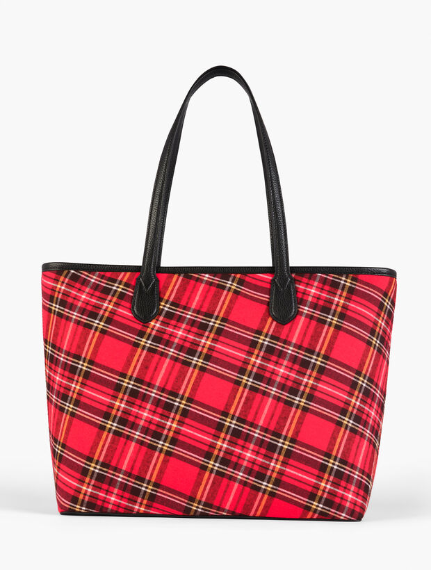 Webster Tartan Plaid Leather Tote Bag