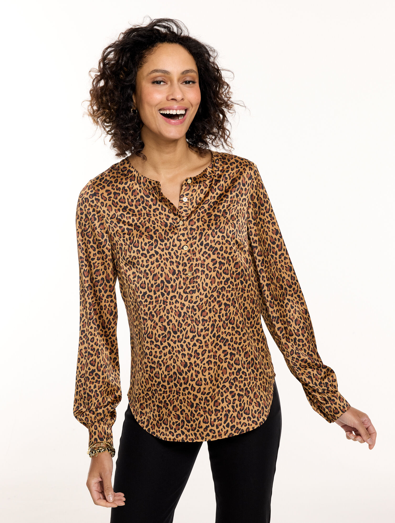 Soft Satin Charmeuse Top - Fabulous Leopard