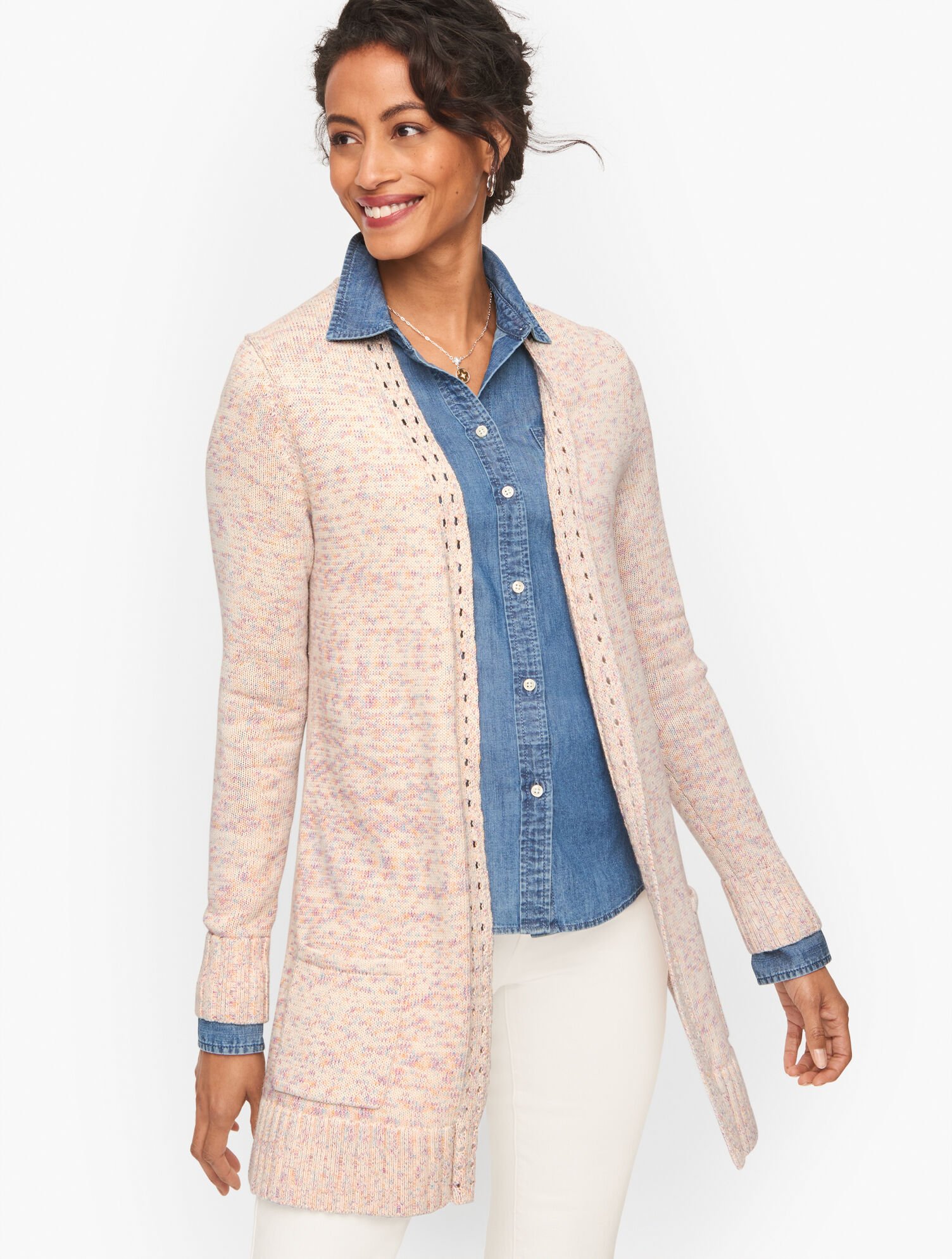 Pointelle Knit Fitted Cardigan – Charmed Boutique
