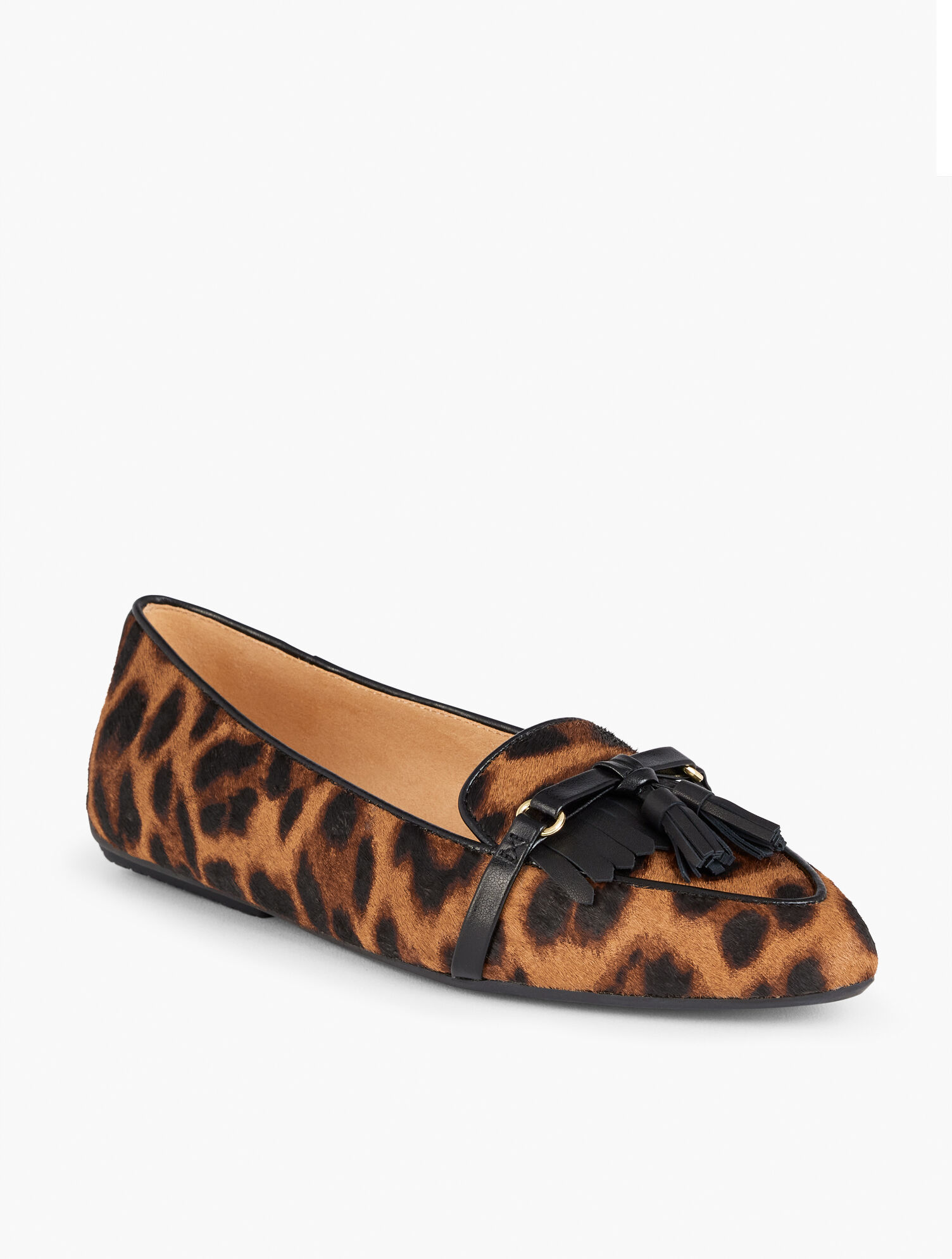 Francesca Tassel Driving Flats - Calf Hair Leopard