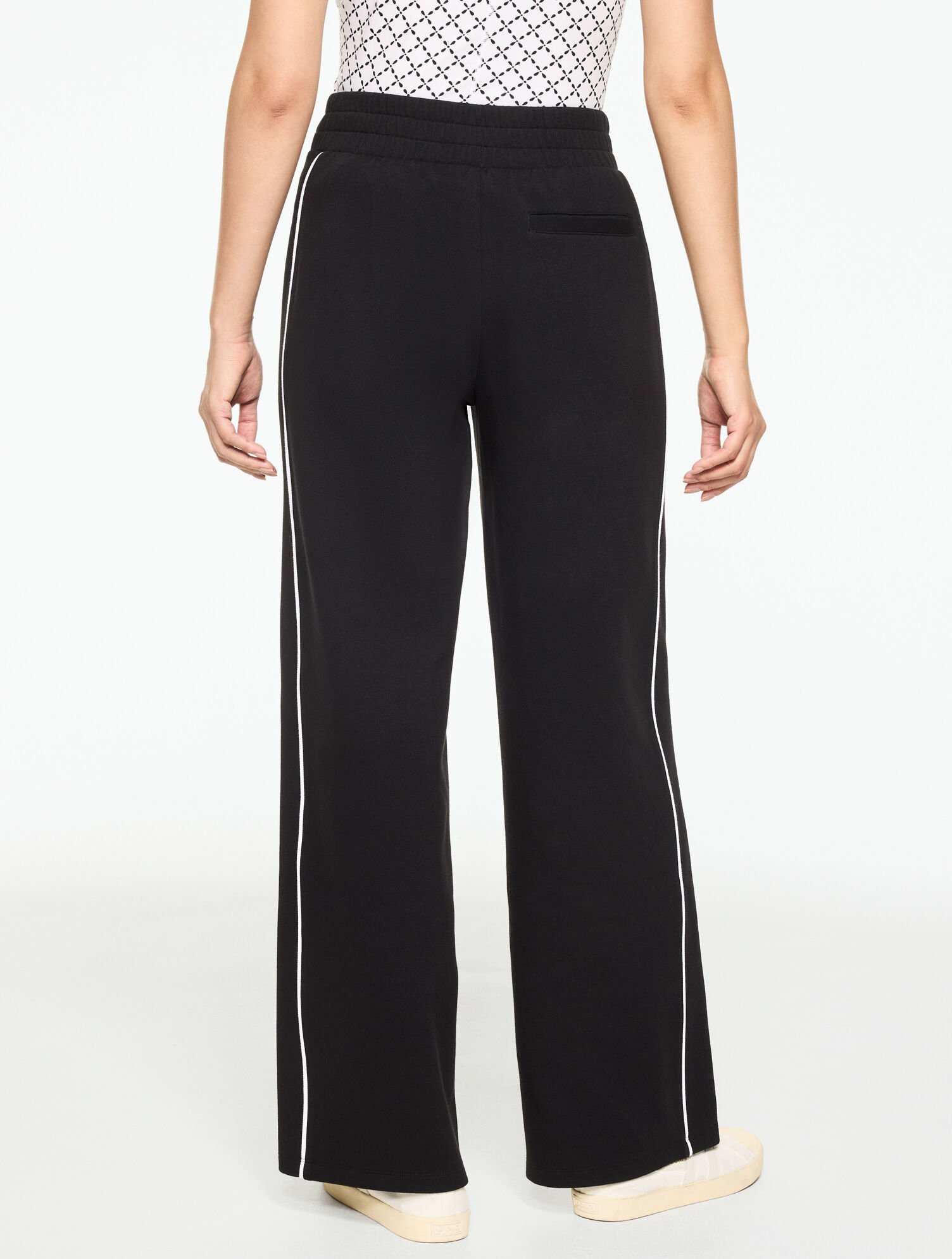 Wide Leg Piped Piqu&eacute; Track Pants