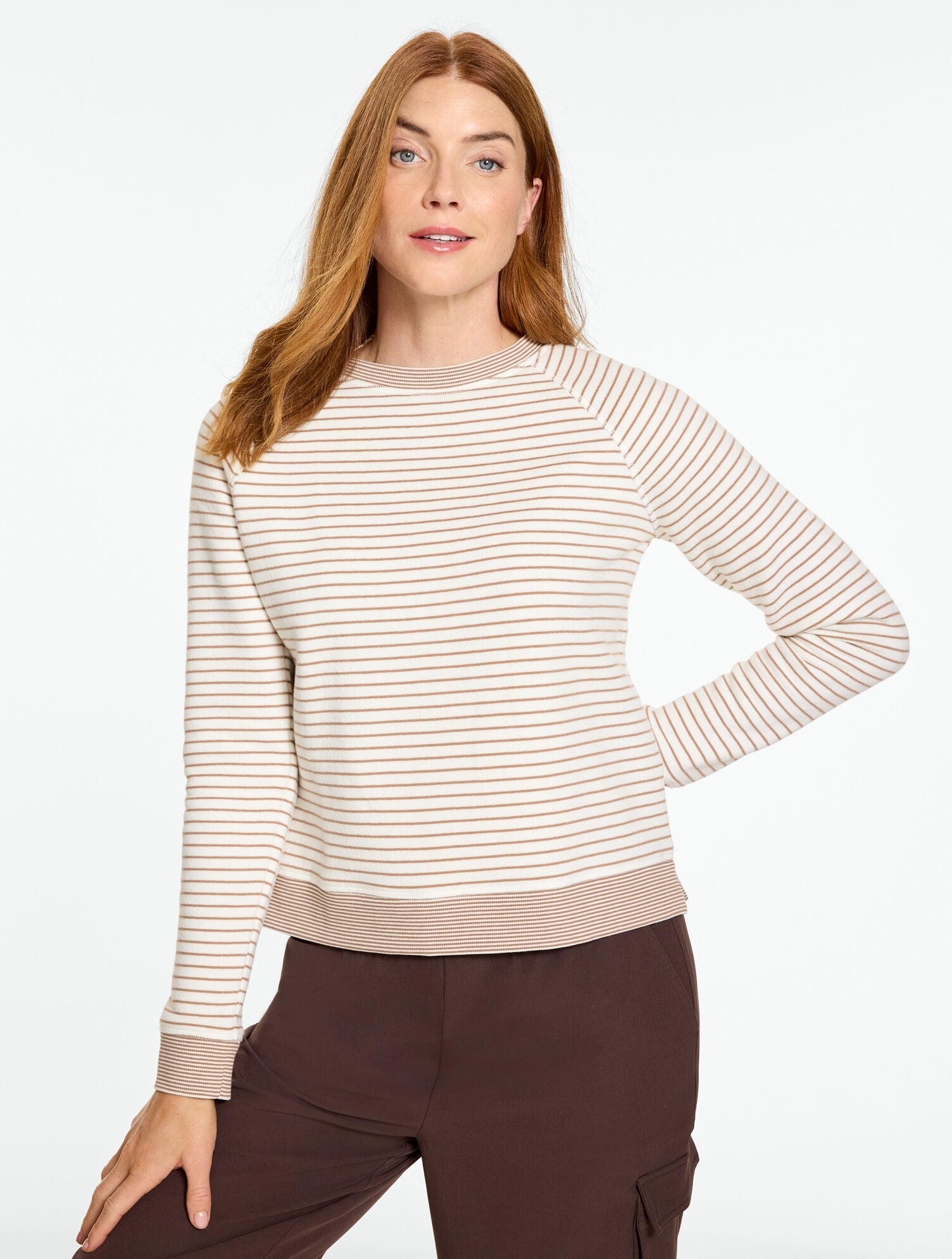 Cozy Fleece Crewneck Pullover - Bennetway Stripe