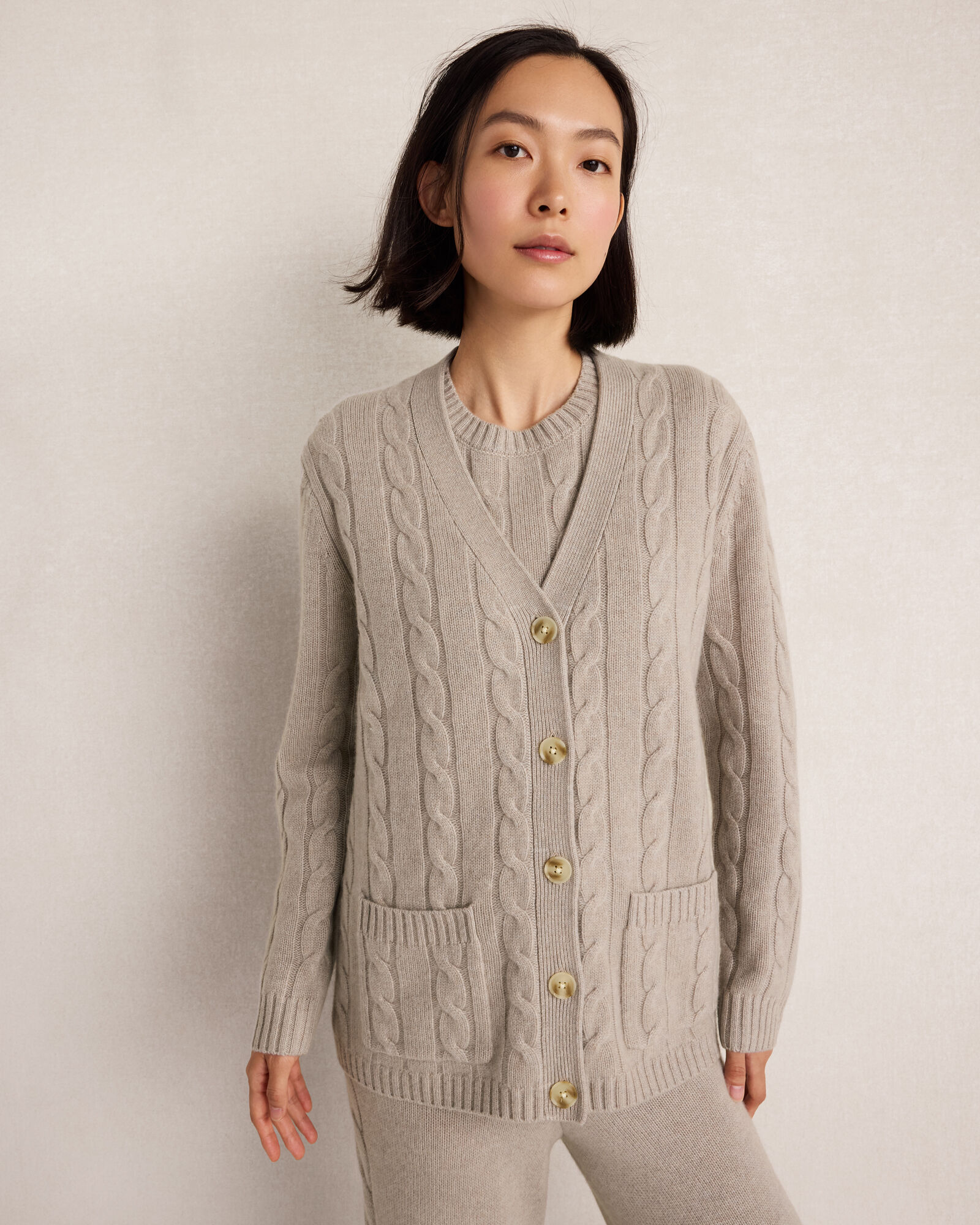 Cashmere Cableknit Cardigan